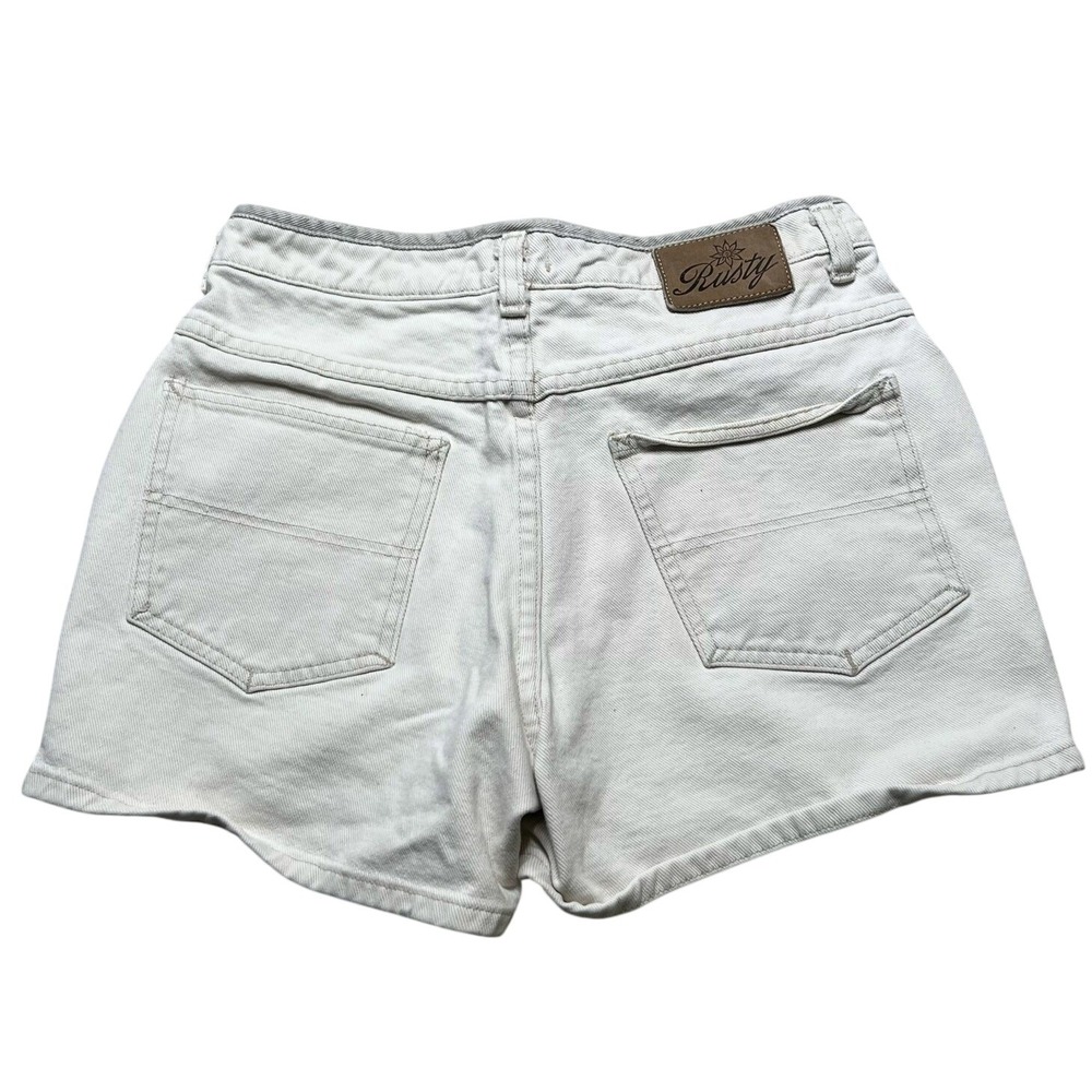Rusty Denim Shorts Womens 5 White Vintage High Waisted Made in USA‎ Surf Skate